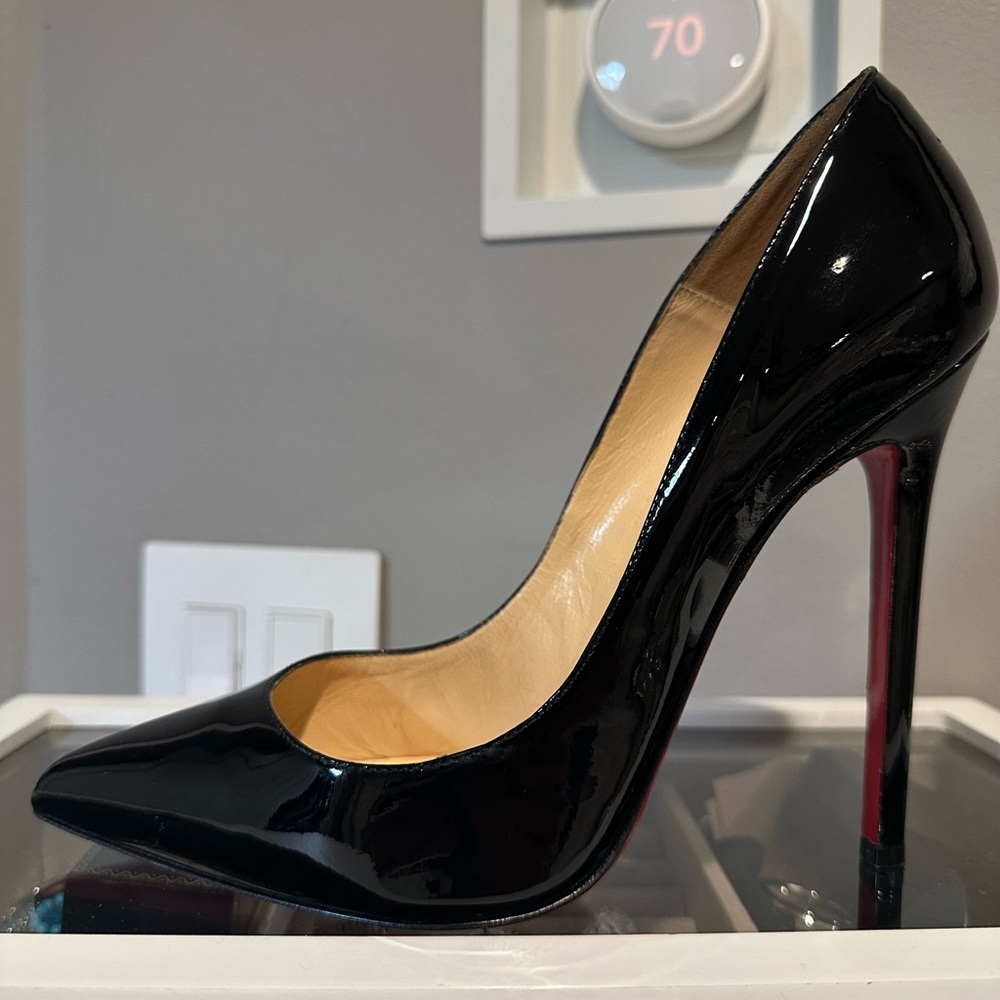Christian Louboutin Black Patent Pointed Toe Pumps - Picture 7 of 7
